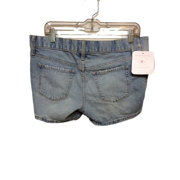 ISABEL Side Panels Short  4 Blue Jean Cotton/Spandex - Picture 2 of 4